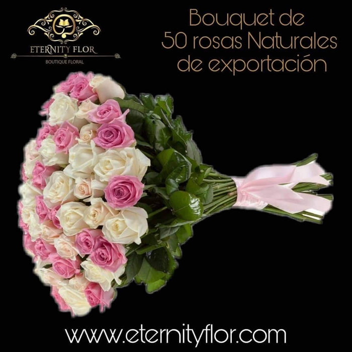 Bouquet 50 rosas Lavender and White Bicolor