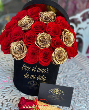 ROSAS ETERNAS ROJAS Y DORADAS DE LUJO