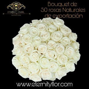 Bouquet 50 rosas Playa Blanca white