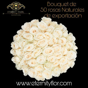 Bouquet 50 rosas White Garden