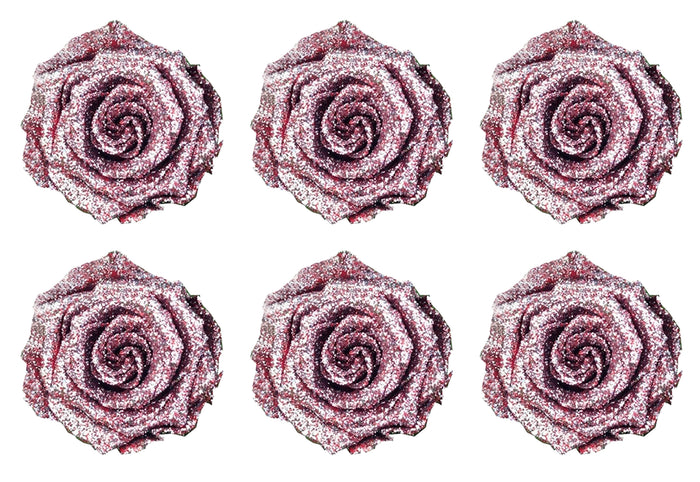 Medium: Glitter Lavender Rosas Preservadas * 6 cabezas de rosas
