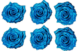 Medium: Glitter Turquoise Rosas Preservadas * 6 cabezas de rosas