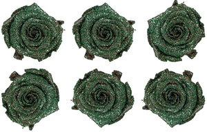 Medium: Glitter Green Forest Rosas Preservadas * 6 cabezas de rosas
