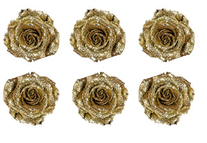 Medium: Glitter Gold Rosas Preservadas * 6 cabezas de rosas
