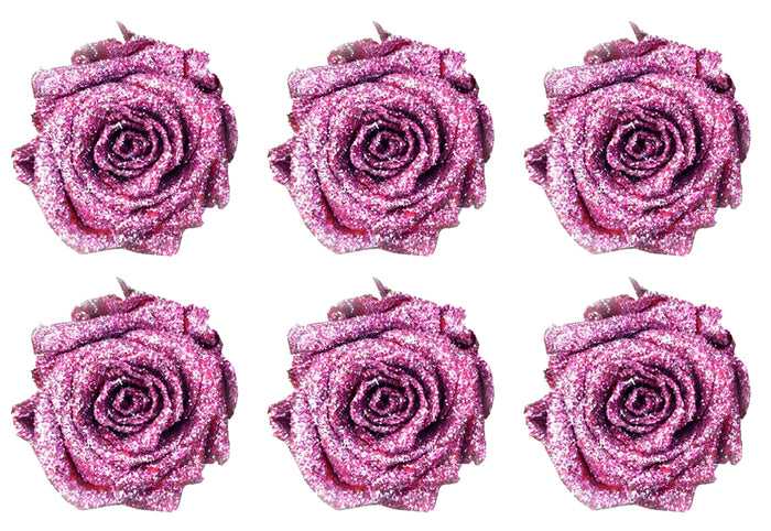 Medium: Glitter Purple Rosas Preservadas * 6 cabezas de rosas