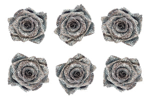 Medium: Glitter Silver Rosas Preservadas * 6 cabezas de rosas