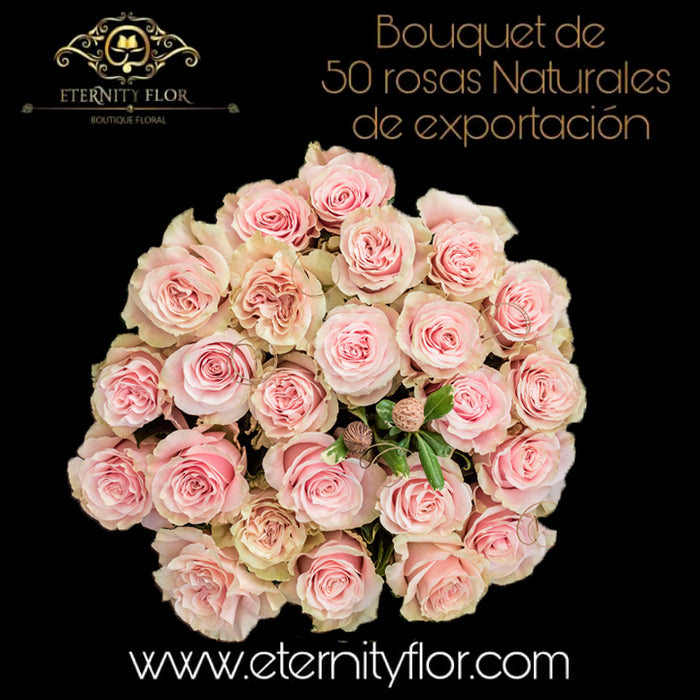 Bouquet 50 rosas Pink Mondial