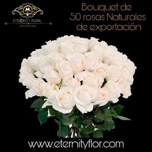 Bouquet 50 rosas Proud white